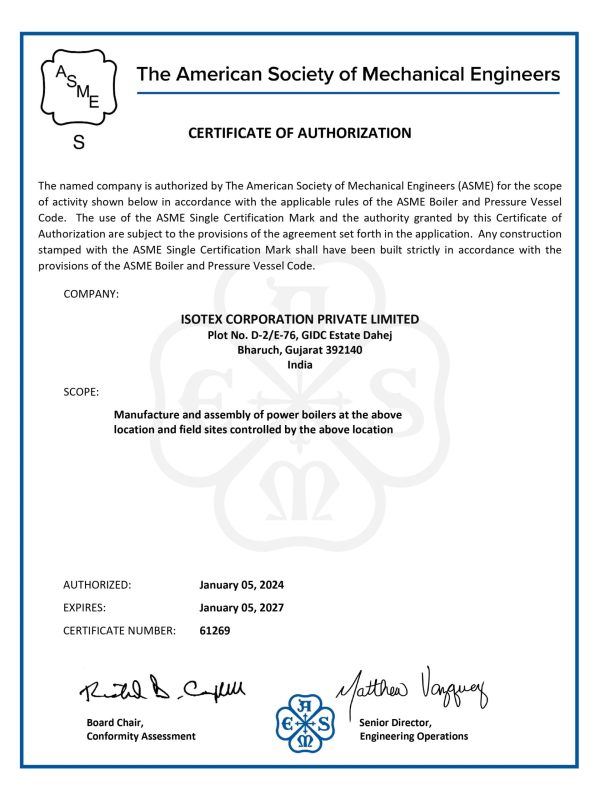Manufactured to International Boiler Standards.
